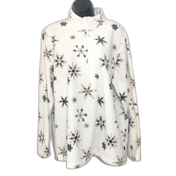 LAURA SCOTT FLEECE 3/4 ZIP PULLOVER SNOWFLAKE JACKET SIZE XLARGE - Picture 1 of 8